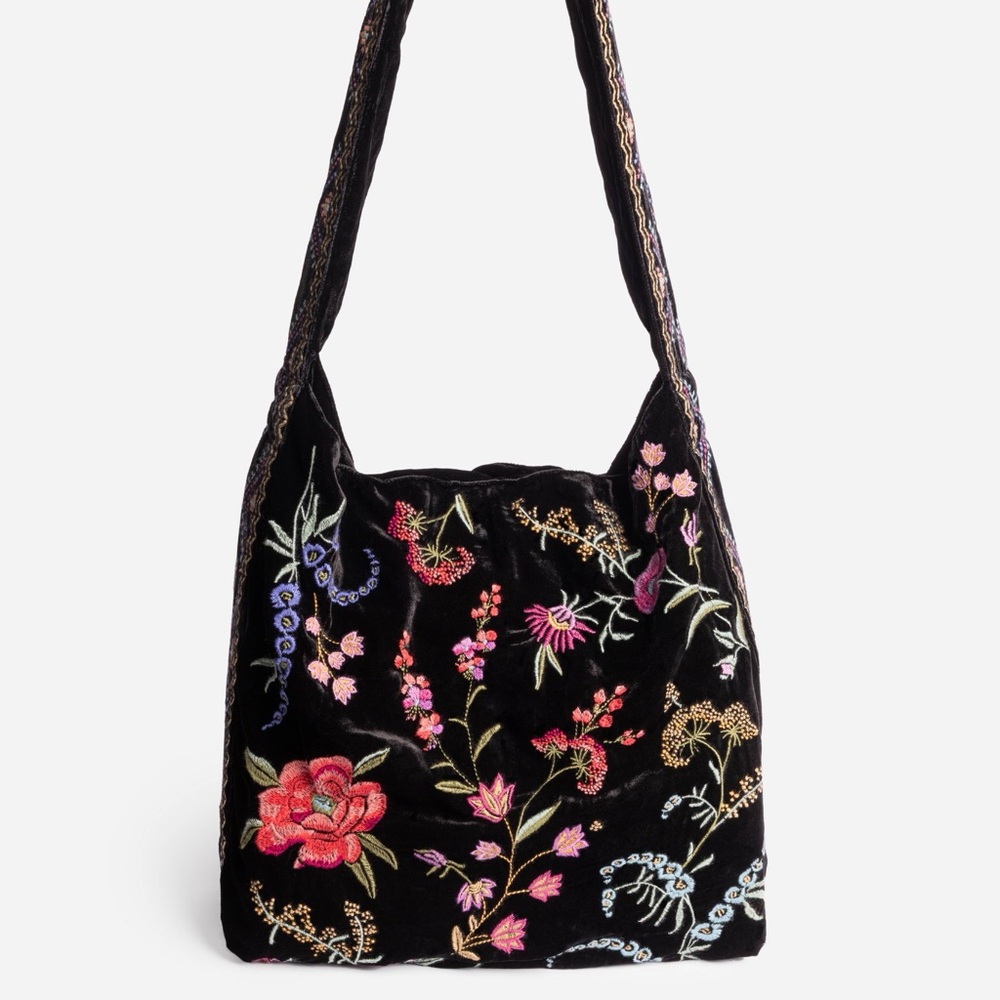 JOHNNY WAS VELVET WIDE STRAP TOTE BAG